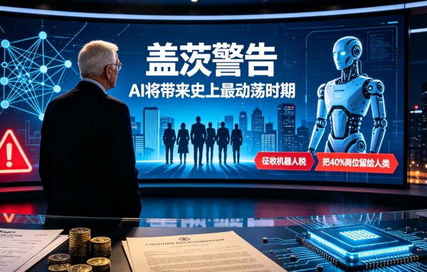 盖茨警告：AI将带来史上最动荡时期！征收机器人税，把40%岗位留给人类