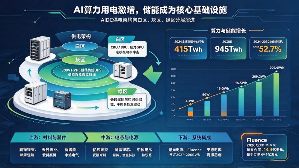 AIDC储能升级为算力核心基建，分层供电架构迎来变革